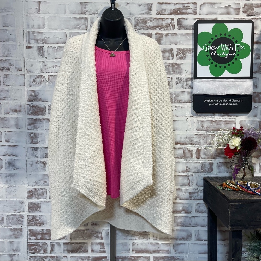 Barefoot Dreams Cream Textured honeycomb shawl Cardigan large